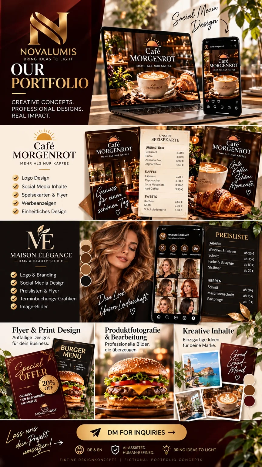 NOVALUMIS Portfolio mit Café- und Beauty-Konzepten